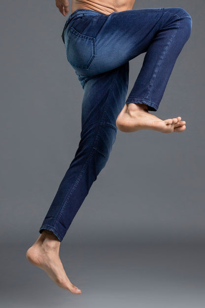 Stretchable Skinny Jeans Cut & Sew (Dark Blue)