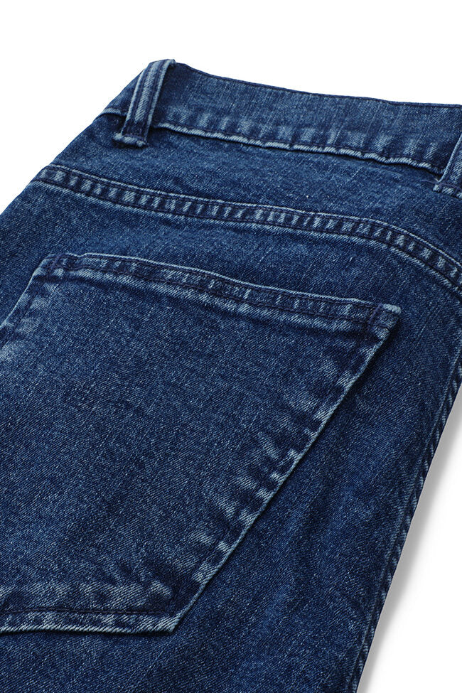 Men's relaxed fit dark blue cargo joggers with utility pocket design