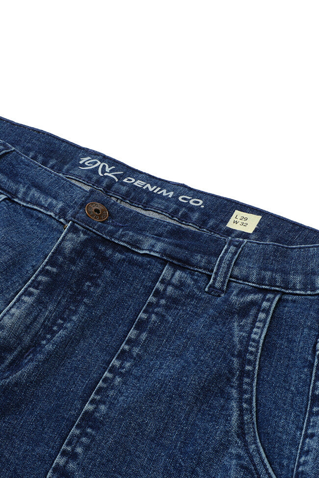 Men's relaxed fit dark blue cargo joggers with utility pocket design