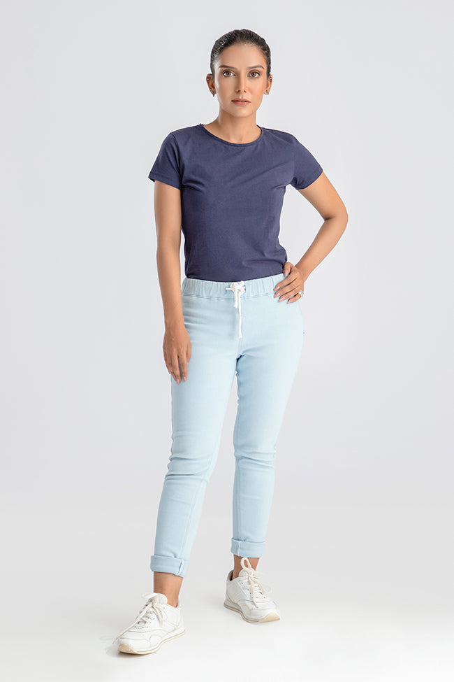 Pastel Blue Casual Jeggings 