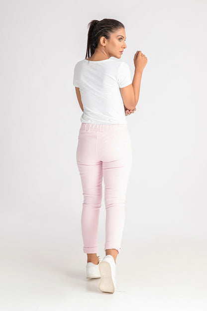 Pink Casual Jeggings 