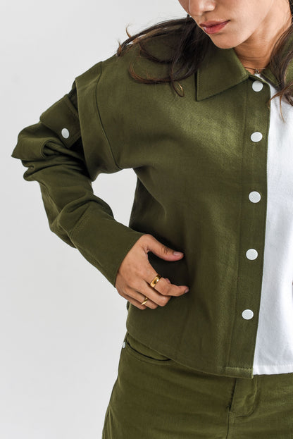 Women's Olive Cargo Crop Top 